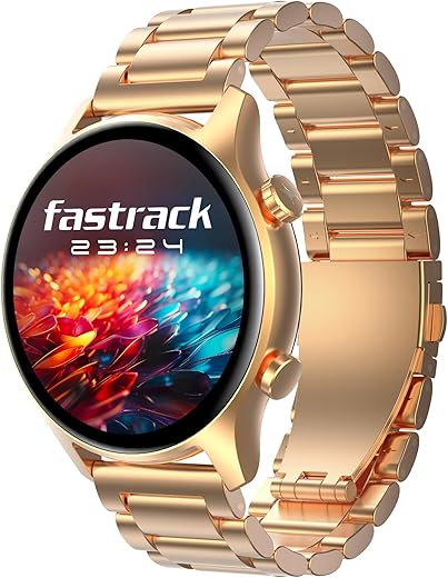 Wearable Technology - Top 10 Best Selling Smart Watches 4 Fastrack Astor FR2 Pro 1.43" AMOLED Stainless Steel Smart Watch with SpO2, Heart Rate, BT Calling, Adaptive AOD,Functional Crown, AI Voice Assistant – Smartwatch for Stylish Professionals (Rose Gold)