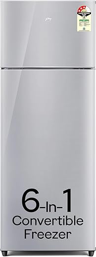 Godrej 223 L 3 Star Convertible Freezer 6-In-1 | AI Powered | Smart Defrost | 95%+ Food Surface Disinfection | Inverter Frost Free Double Door Refrigerator (RT EONVALOR 260C RCIF ST RH, Steel Rush)