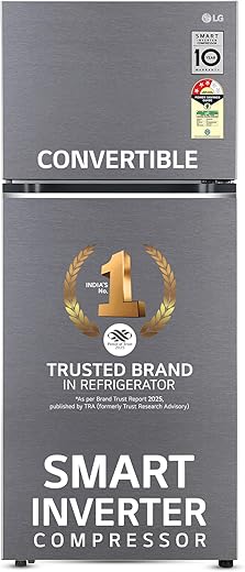 LG 343 L 3 Star Frost-Free Smart Inverter Double Door Refrigerator (GL-S382SDSX, Dazzle Steel, Convertible with Express Freeze)