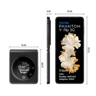 TECNO Phantom V Flip 5G (Iconic Black 8GB RAM,256GB Storage) | 45W...